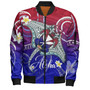 Hawaii Custom Personalised Bomber Jacket Kanaka Maoli Manta Ray With Turtle Plumeria Mixed Polynesian Style