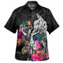 Hawaii Hawaiian Shirt Hawaiian Girl And Warrior With Tropical Flowers