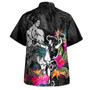 Hawaii Hawaiian Shirt Hawaiian Girl And Warrior With Tropical Flowers