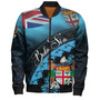 Fiji Custom Personalised Bomber Jacket Bula Si'a Fijian Flag Tapa Patterns Style