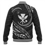 Hawaii Baseball Jacket Custom Kanaka Map Polynesian Tribal Wave