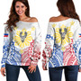 Philippines Filipinos Custom Personalised Off Shoulder Sweatshirt Filipino Sun with Eagle Style