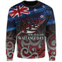 New Zealand Custom Personalised Sweatshirt Waitangi Day Maori Patterns