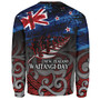 New Zealand Custom Personalised Sweatshirt Waitangi Day Maori Patterns