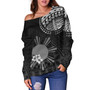 Philippines Filipinos Off Shoulder Sweatshirt Filipinos Sun Tribal Patterns Jasmine Flowers Style