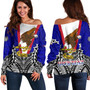 American Samoa Custom Personalised Off Shoulder Sweatshirt American Samoa Flag With Eagle Style