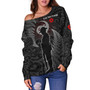 New Zealand Custom Personalised Off Shoulder Sweatshirt Lest We Forget Koru Maori Pattern