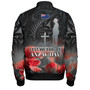 New Zealand Custom Personalised Bomber Jacket  Anzac Day Silver Fern Maori Style