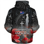 New Zealand Custom Personalised Sherpa Hoodie  Anzac Day Silver Fern Maori Style