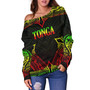 Tonga Custom Personalised Off Shoulder Sweatshirt Coat Of Arms With Patterns Reggae Color