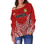 Tonga Custom Personalised Off Shoulder Sweatshirt Seal With Flag Style