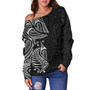 New Zealand Off Shoulder Sweatshirt Maori Ta Moko Tattoo