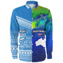 Fiji And Australia Custom Personalised Long Sleeve Shirt Fijian Tapa With Australia Aboriginal Style