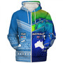 Fiji And Australia Custom Personalised Sherpa Hoodie Fijian Tapa With Australia Aboriginal Style