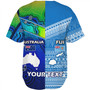 Fiji And Australia Custom Personalised Baseball Shirt Fijian Tapa With Australia Aboriginal Style