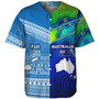 Fiji And Australia Custom Personalised Baseball Shirt Fijian Tapa With Australia Aboriginal Style