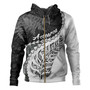 New Zealand Custom Personalised Hoodie Silver Fern Maori Pattern