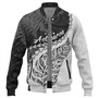 New Zealand Custom Personalised Baseball Jacket Silver Fern Maori Pattern