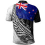 New Zealand Custom Personalised Polo Shirt Maori Silver Fern Flag Vibes