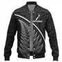 New Zealand Custom Personalised Baseball Jacket Maori Style Ethnic Curve Design