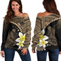 Hawaii Custom Personalised Off Shoulder Sweatshirt Plumeria Sea Turtle Tattoo Tribal Design