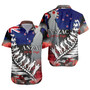 New Zealand Custom Personalised Short Sleeve Shirt Anzac Day Silver Fern Flag Style