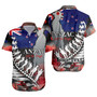 New Zealand Custom Personalised Short Sleeve Shirt Anzac Day Silver Fern Flag Style