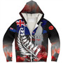 New Zealand Custom Personalised Sherpa Hoodie Anzac Day Silver Fern Flag Style