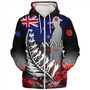 New Zealand Custom Personalised Sherpa Hoodie Anzac Day Silver Fern Flag Style