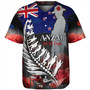 New Zealand Custom Personalised Baseball Shirt Anzac Day Silver Fern Flag Style