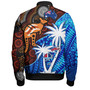 Fiji And Australia Bomber Jacket Fijian Flag Tapa Patterns With Aboriginal Kangaroo