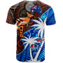 Fiji And Australia T-Shirt Fijian Flag Tapa Patterns With Aboriginal Kangaroo