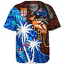 Fiji And Australia Baseball Shirt Fijian Flag Tapa Patterns With Aboriginal Kangaroo