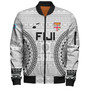 Fiji Custom Personalised Bomber Jacket Seal With Map Fijian Tapa Patterns