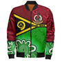 Vanuatu Custom Personalised Bomber Jacket Vanuatu Seal With Aboriginal Patterns Style