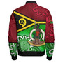 Vanuatu Custom Personalised Bomber Jacket Vanuatu Seal With Aboriginal Patterns Style