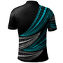 Samoa Custom Personalised Polo Shirt -  Wave Pattern Alternating Turquoise2