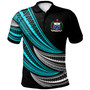 Samoa Custom Personalised Polo Shirt -  Wave Pattern Alternating Turquoise1