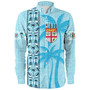 Fiji Custom Personalised Long Sleeve Shirt Fijian Tapa Palms Designs