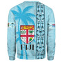 Fiji Custom Personalised Sweatshirt Fijian Tapa Palms Designs