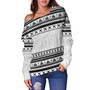 Fiji Off Shoulder Sweatshirt Fijian Masi Pattern Palm Style