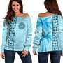 Fiji Off Shoulder Sweatshirt Bula Vinaka Tapa Palms Designs