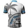 Fiji Custom Perosnalised Polo Shirt Fijian Masi Palm Curve Style