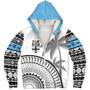 Fiji Custom Personalised Sherpa Hoodie Fijian Masi Palm Curve Style