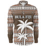 Fiji Long Sleeve Shirt Custom Bula Fiji Masi Brown Patterns