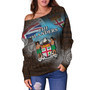 Fiji Off Shoulder Sweatshirt Custom Fiji Islanders Tapa Masi Design