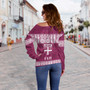 Fiji Off Shoulder Sweatshirt Custom Traditional Fijian Masi Pink Color