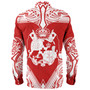 Tonga Long Sleeve Shirt - Custom Coat Of Arms With Patterns Flag Color