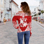 Tonga Off Shoulder Sweatshirt - Custom Coat Of Arms With Patterns Flag Color