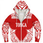 Tonga Sherpa Hoodie - Custom Coat Of Arms With Patterns Flag Color